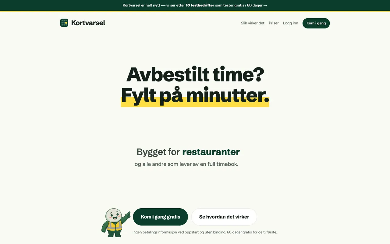 Forsiden til Kortvarsel